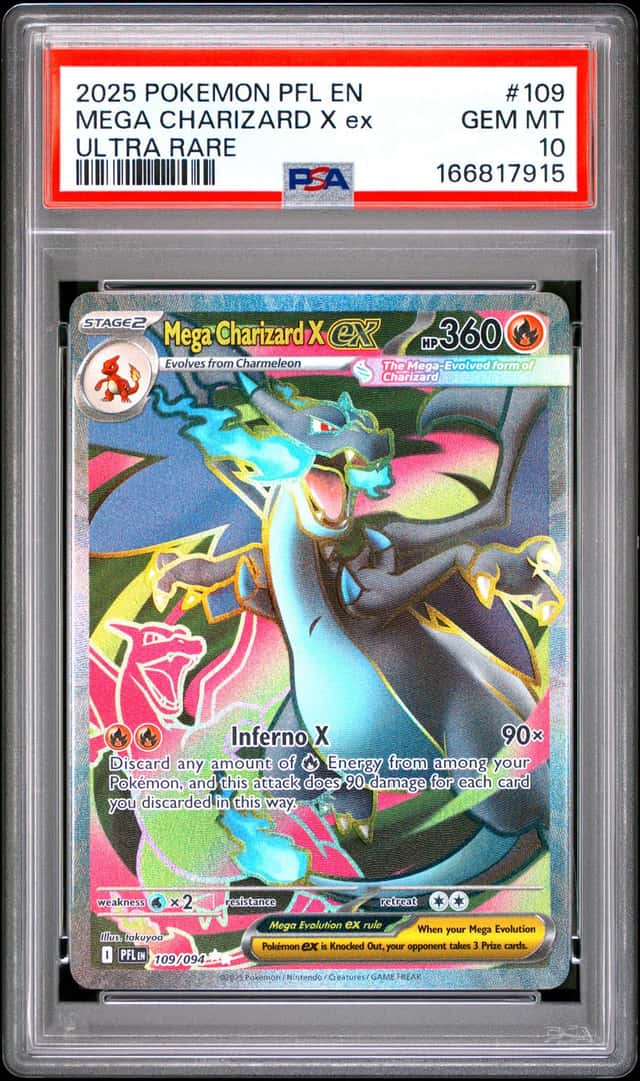 2025 Pokemon Mega Evolution Phantasmal Flames Ultra Rare Mega Charizard X Ex #109