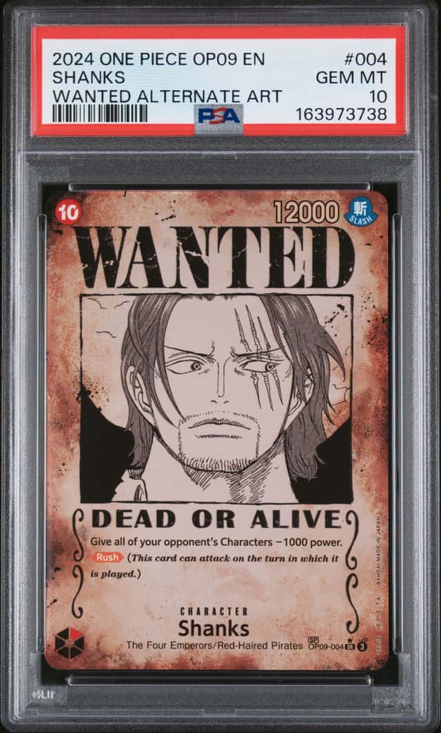 2024 One Piece OP09 EN Wanted Alternate Art #004 Shanks PSA 10 GEM MINT