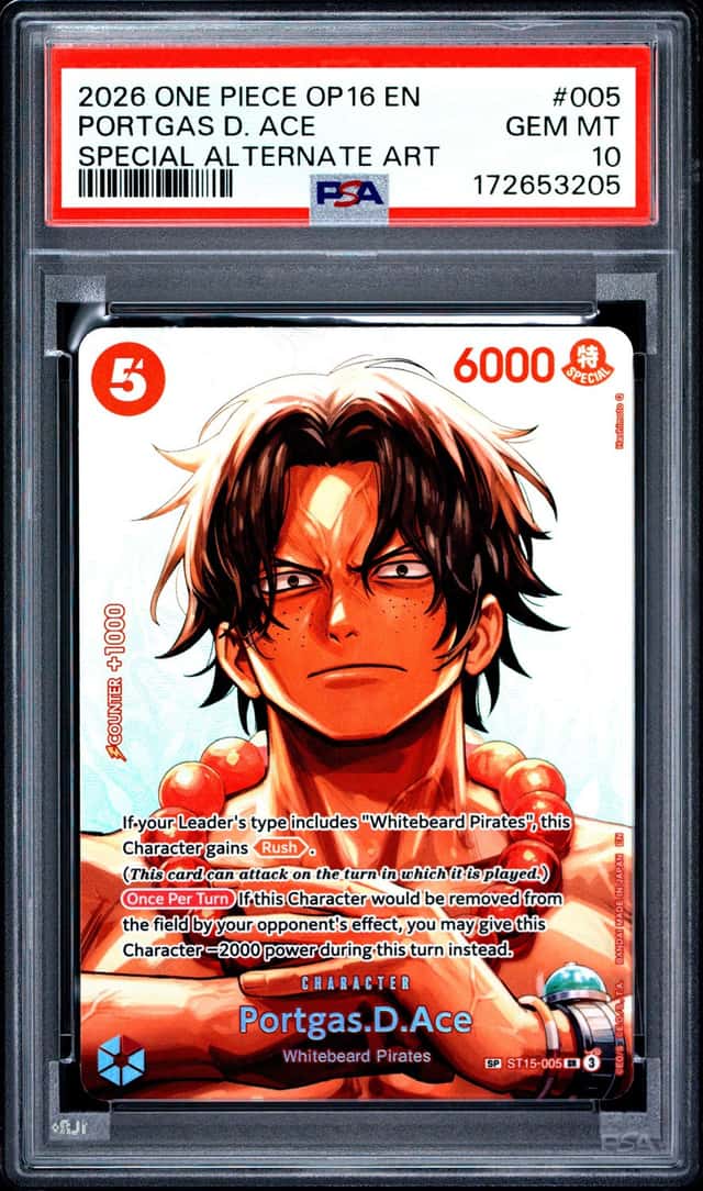 2026 ONE PIECE OP16-THE TIME OF BATTLE #005 PORTGAS D. ACE PSA 10