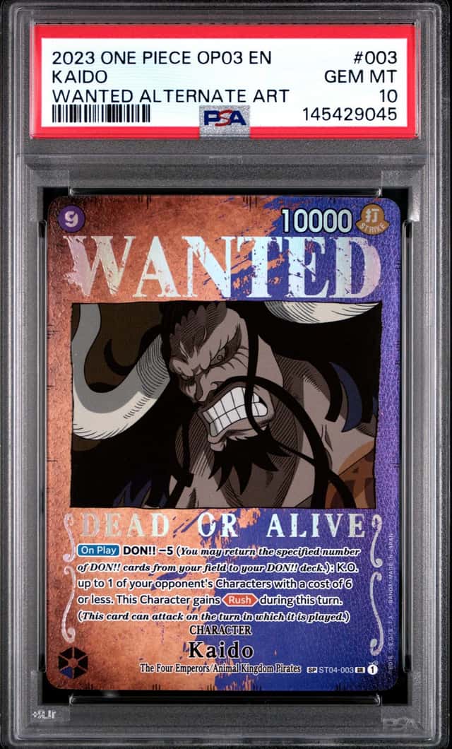 2023 ONE PIECE OP03-PILLARS OF STRENGTH WANTED ALTERNATE ART #003 KAIDO PSA 10