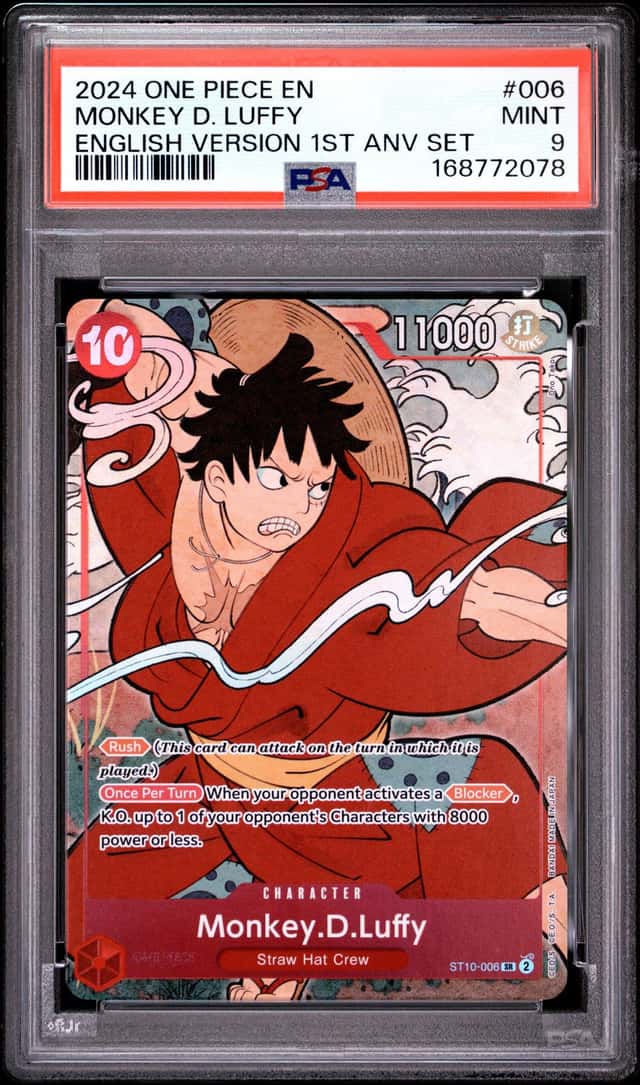 2024 ONE PIECE ENGLISH VERSION 1ST ANNIVERSARY SET #006 MONKEY D. LUFFY PSA 9