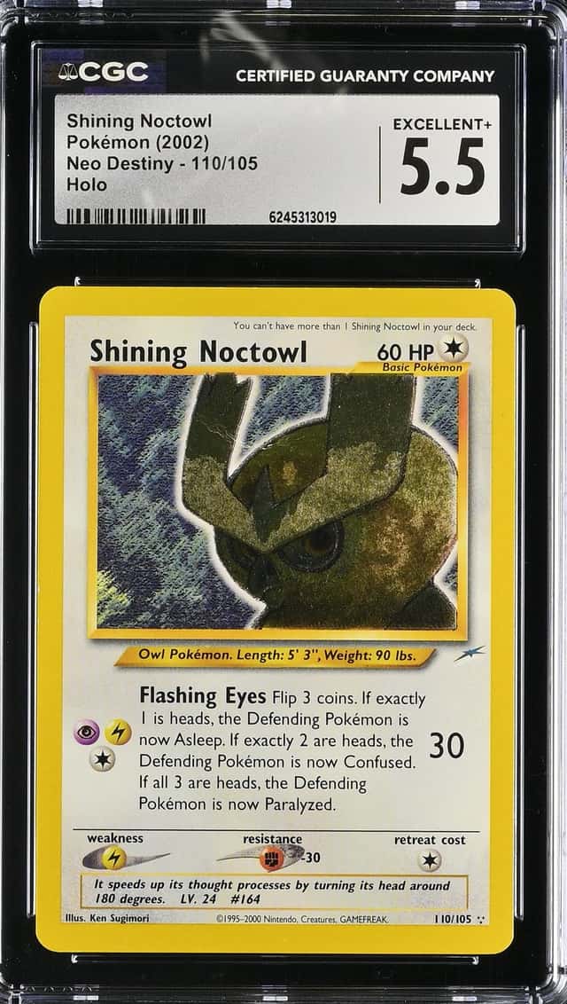 2002 Pokemon Neo Destiny Holo Shining Noctowl #110 CGC 5.5 EX+