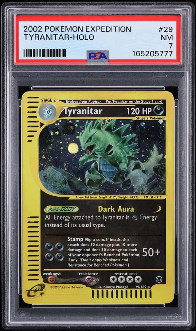 2002 Pokemon Expedition Holo Tyranitar #29 PSA 7 NRMT