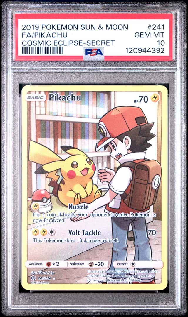 2019 Pokemon Sun & Moon Cosmic Eclipse Full Art Pikachu #241 PSA 10 GEM MINT
