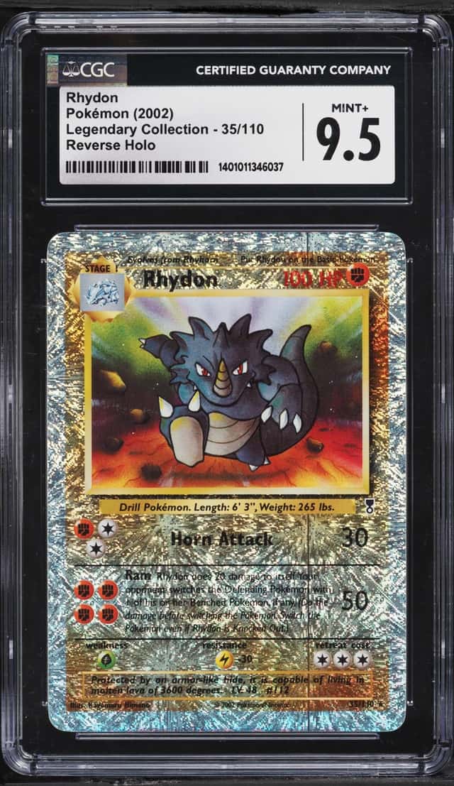 2002 Pokemon Legendary Collection Reverse Holo Rhydon #35 CGC 9.5 MINT+