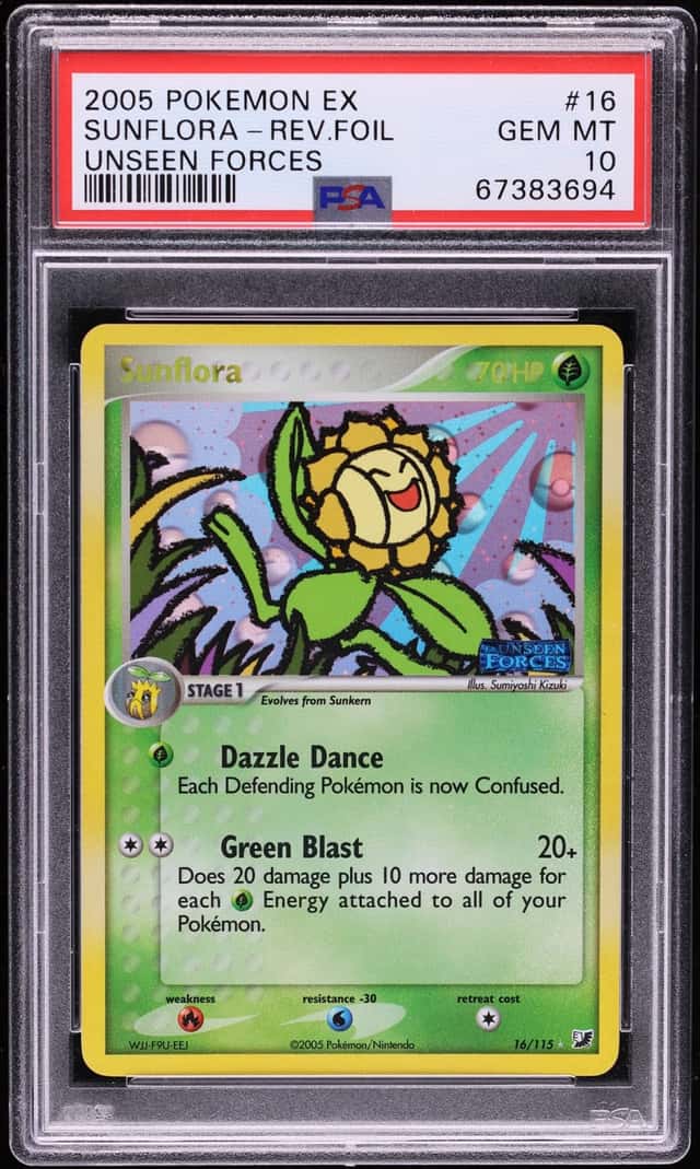2005 Pokemon EX Unseen Forces Reverse Holo Sunflora #16 PSA 10 GEM MINT