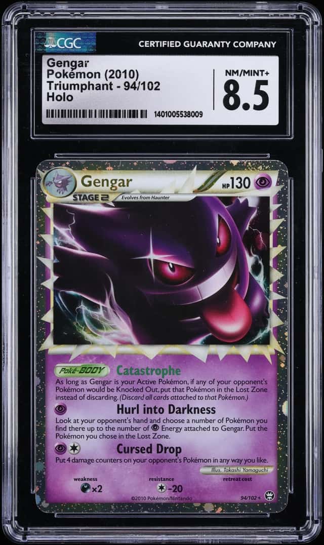 2010 Pokemon HeartGold & SoulSilver Triumphant Holo Gengar #94 CGC 8.5 NM-MT+