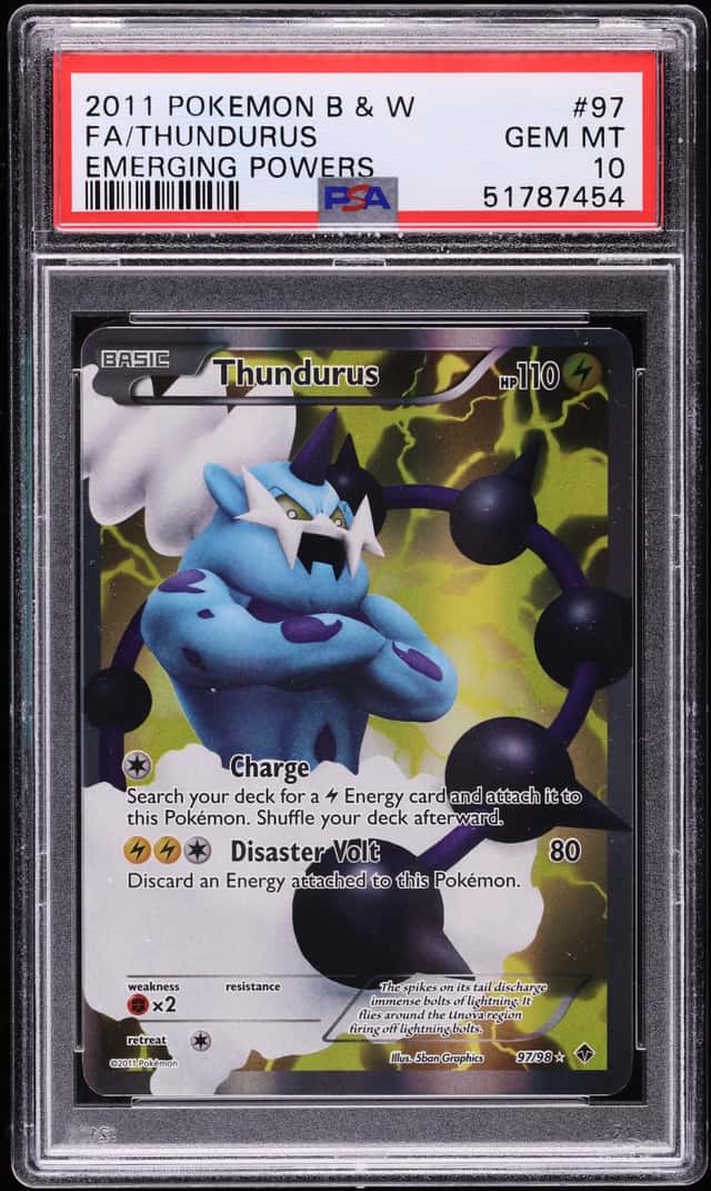 2011 Pokemon Black & White Emerging Powers Full Art Thundurus #97 PSA 10 GEM MINT