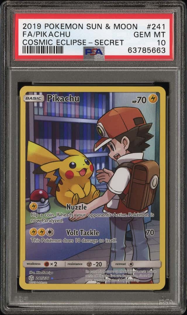 2019 Pokemon Sun & Moon Cosmic Eclipse Full Art Pikachu #241 PSA 10 GEM MINT