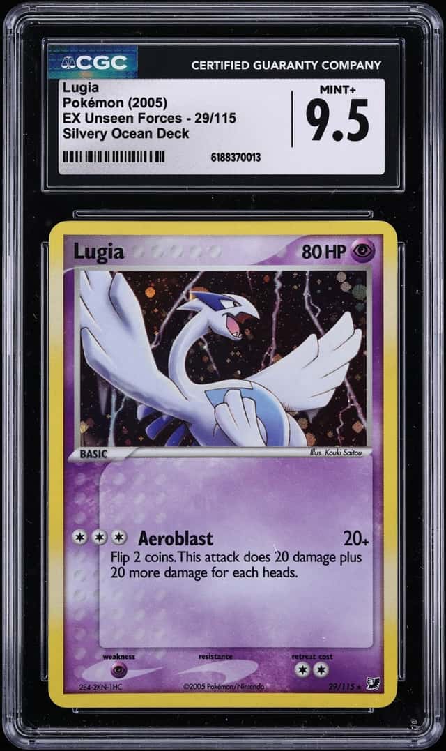 2005 Pokemon Ex Unseen Forces Silvery Ocean Deck Lugia #29 CGC 9.5 MINT+