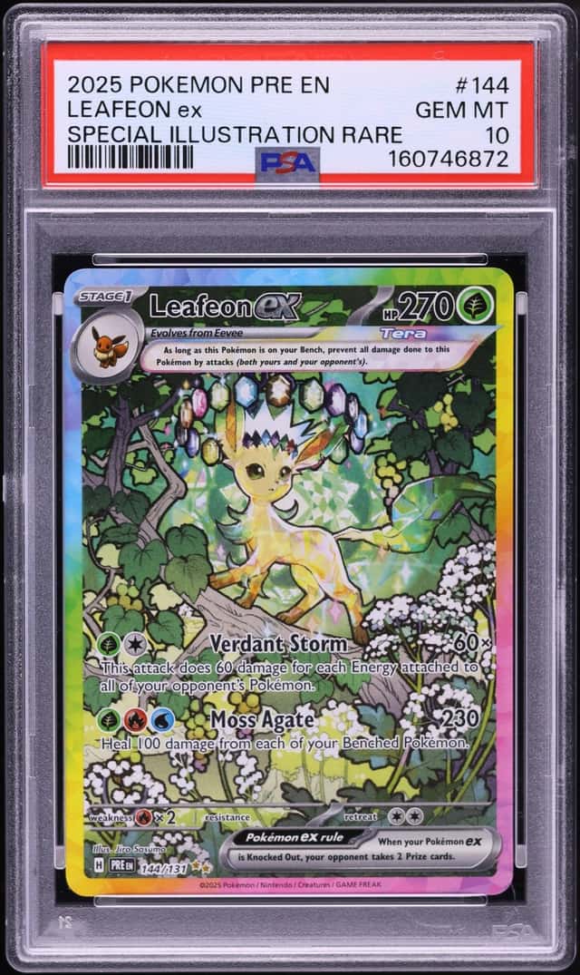 2025 Pokemon Scarlet & Violet Prismatic Evolutions SIR Leafeon Ex #144 PSA 10 GEM MINT