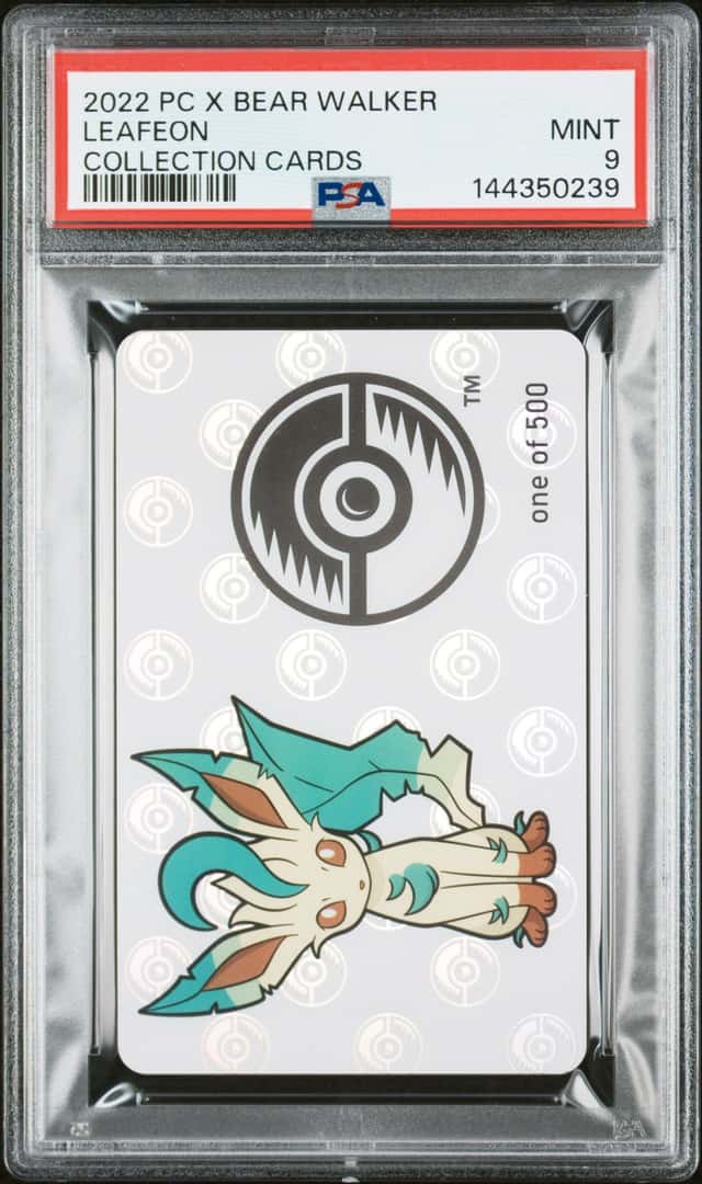 2022 POKEMON CENTER X BEAR WALKER COLLECTION CARDS LEAFEON PSA 9 /500