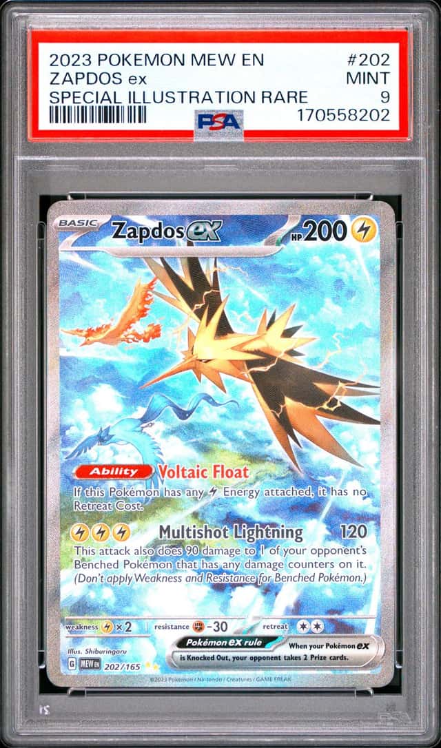 2023 POKEMON MEW EN-151 SPECIAL ILLUSTRATION RARE #202 ZAPDOS EX PSA 9