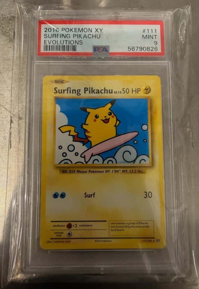 2016 Pokémon XY Evolutions Surfing Pikachu #111 PSA 9 MINT SECRET RARE!!!