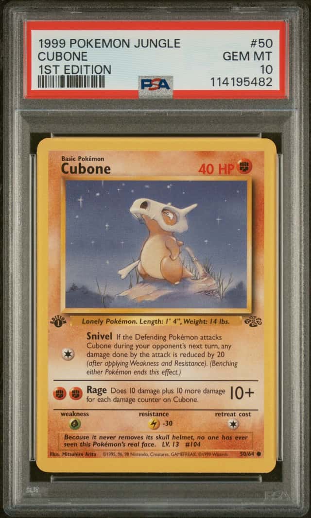 1999 Pokemon Jungle 1st Ed Cubone 50/64 PSA 10 #114195482