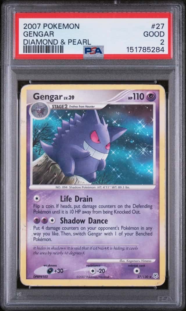2007 POKEMON DIAMOND & PEARL #27 GENGAR PSA 2