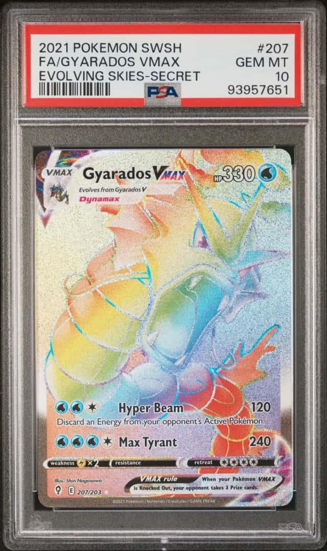 2021 Pokemon SWSH Evolving Skies Gyarados VMAX Secret Full Art PSA 10 #207