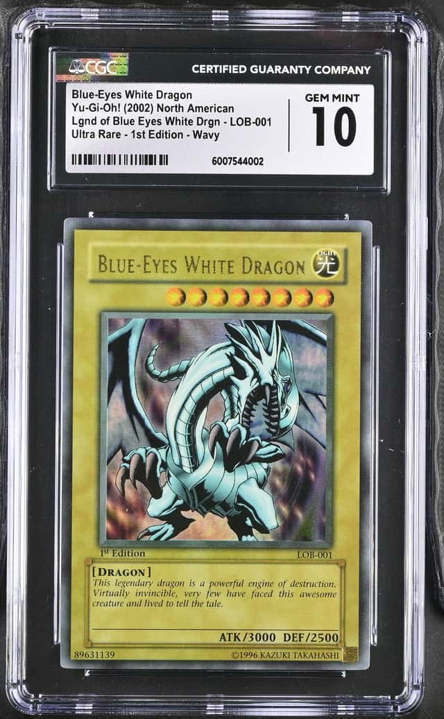 Blue-Eyes White Dragon LOB-001 1st Edition Wavy Faded Yu-Gi-Oh! CGC 10 *002