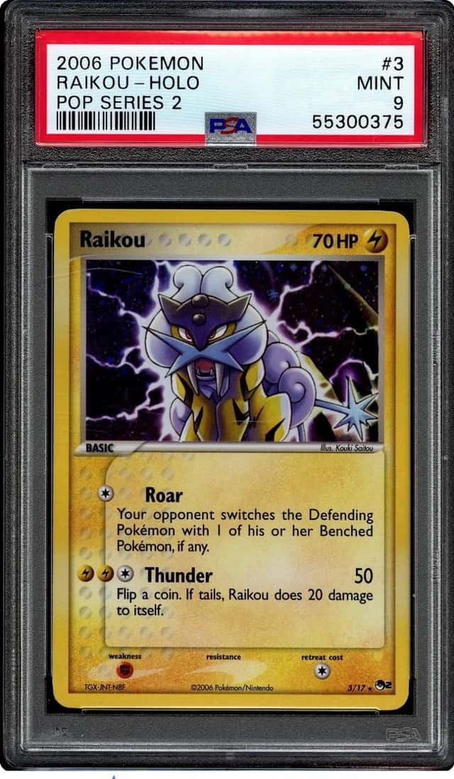 Pokemon 2006 Raikou 3/17 Holo POP Series 2 PSA 9