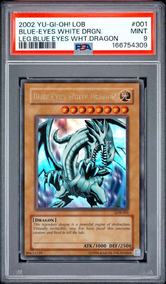 Blue Eyes White Dragon LOB-001 Ultra Rare 2002 Yugioh PSA 9 Mint *309