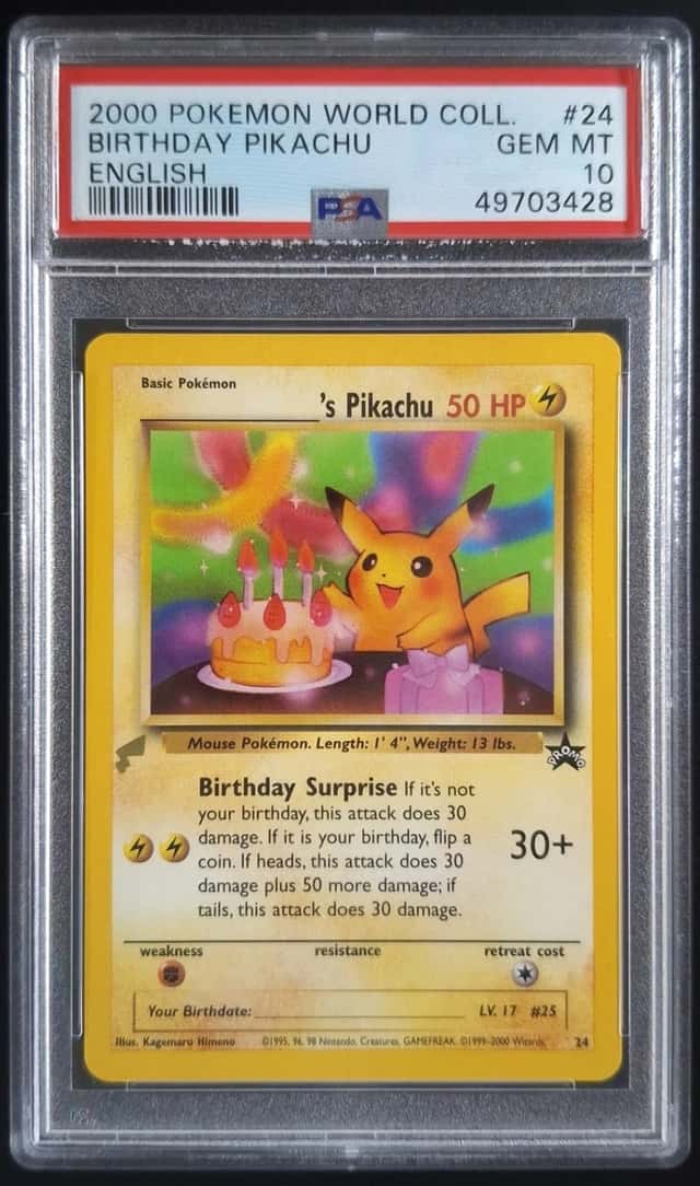 2000 Pokemon BIRTHDAY PIKACHU #24 World Collection Tail Stamped Promo PSA 10