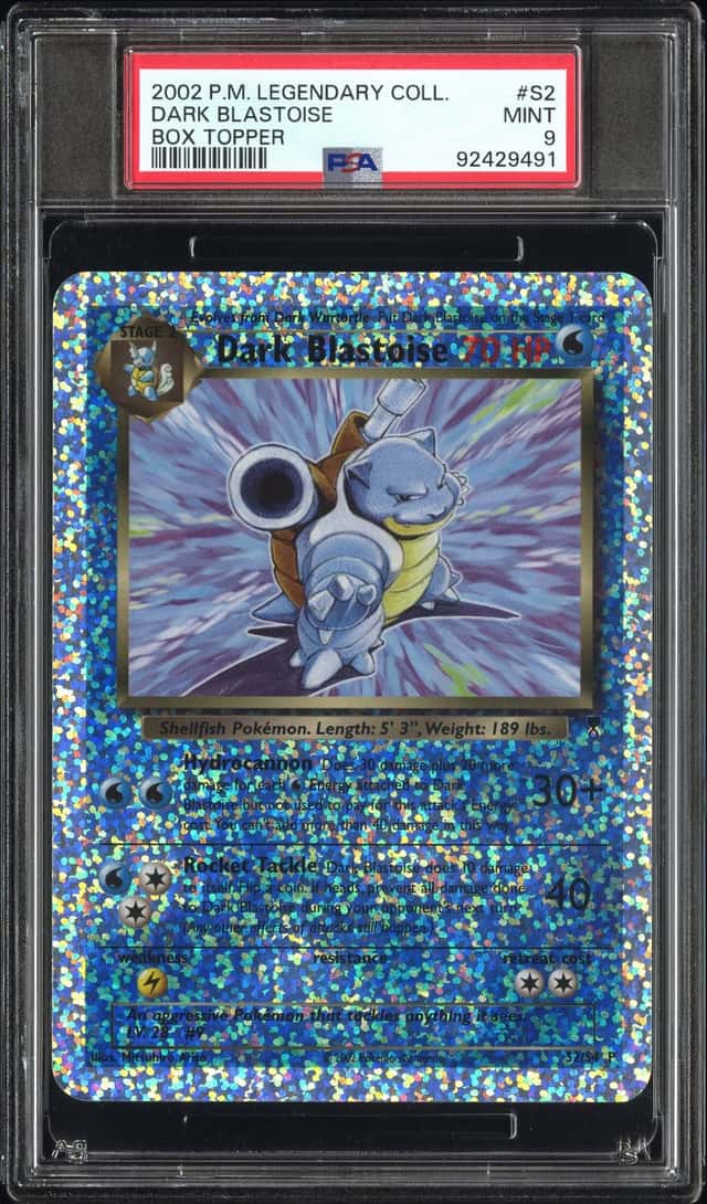 2002 POKEMON LEGENDARY COLLECTION BOX TOPPER #S2 DARK BLASTOISE PSA 9 MINT