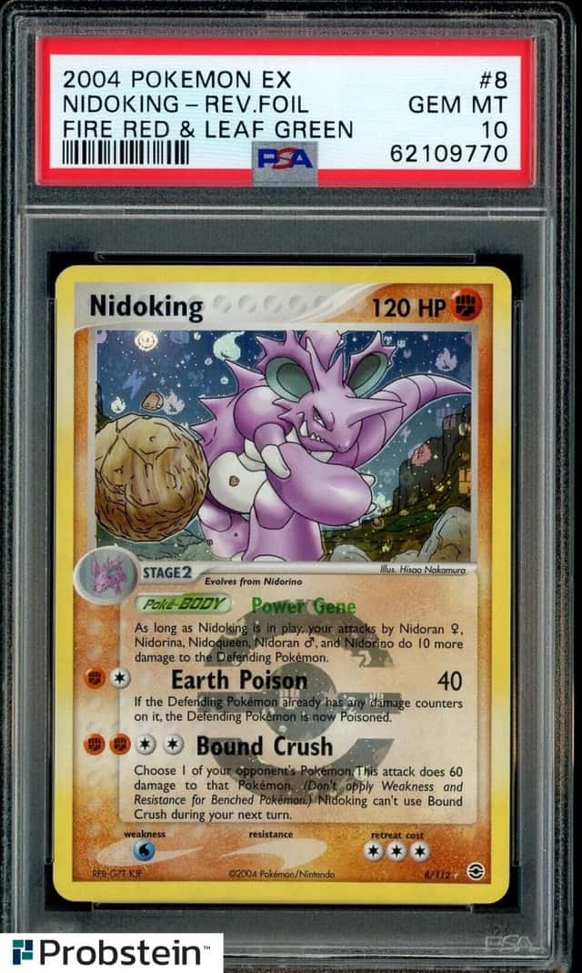 2004 Pokemon EX Fire Red & Leaf Green #8/112 Nidoking Reverse Holo Foil PSA 10