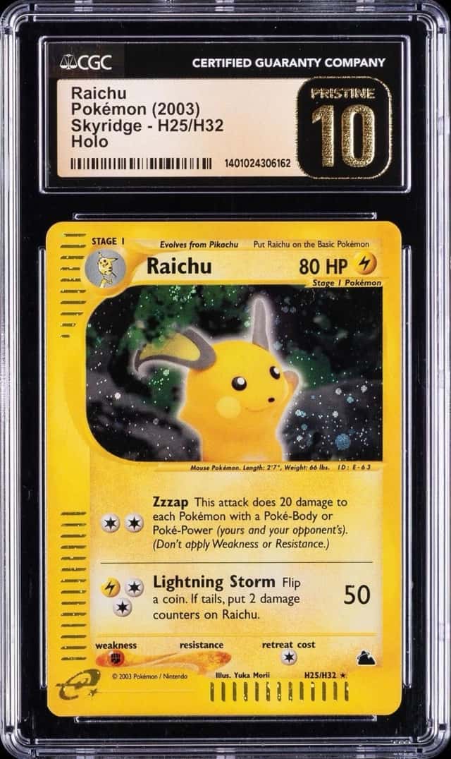 2003 POKEMON SKYRIDGE-HOLO #H25/H32 RAICHU CGC 10 PRISTINE - POP 13