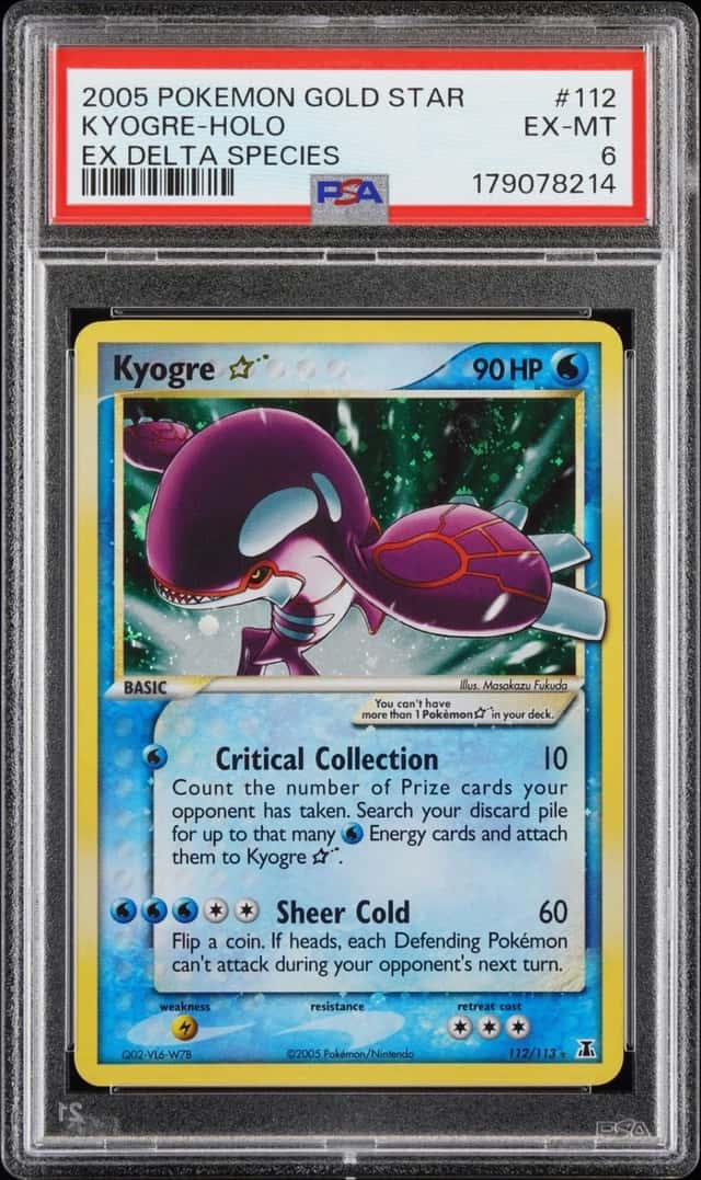 2005 POKEMON EX DELTA SPECIES GOLD STAR #112 KYOGRE-HOLO PSA 6