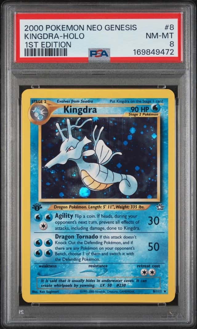 2000 POKEMON NEO GENESIS 1ST EDITION #8 KINGDRA-HOLO PSA 8