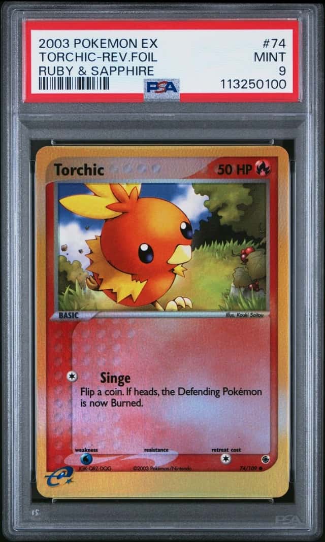 2003 POKEMON EX RUBY & SAPPHIRE #74 TORCHIC-REVERSE FOIL PSA 9