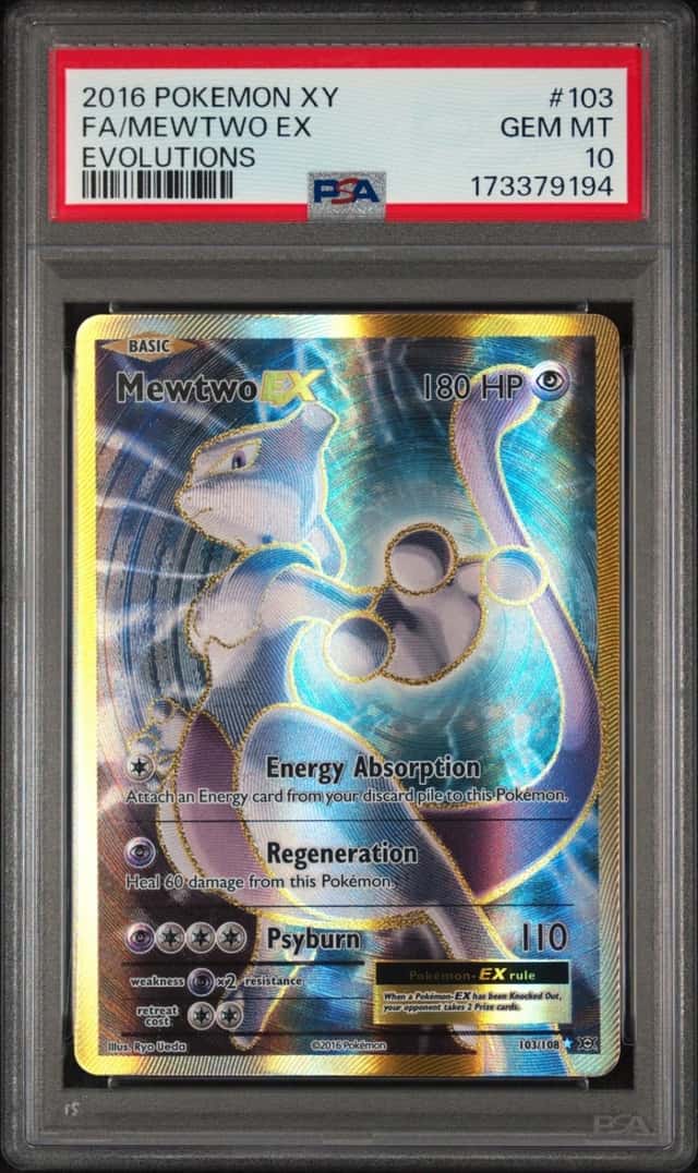 2016 POKEMON XY EVOLUTIONS #103 FULL ART/MEWTWO EX PSA 10