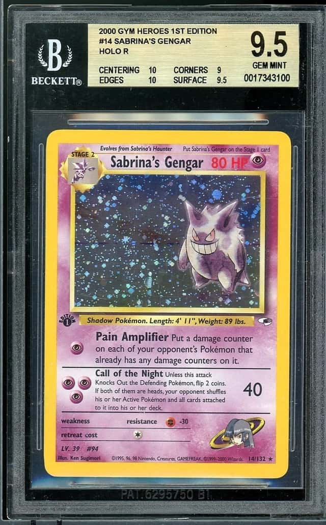 2000 Pokemon Gym Heroes 1st Ed #14 Sabrinas Gengar Holo BGS 9.5 x2 10 Subgrades