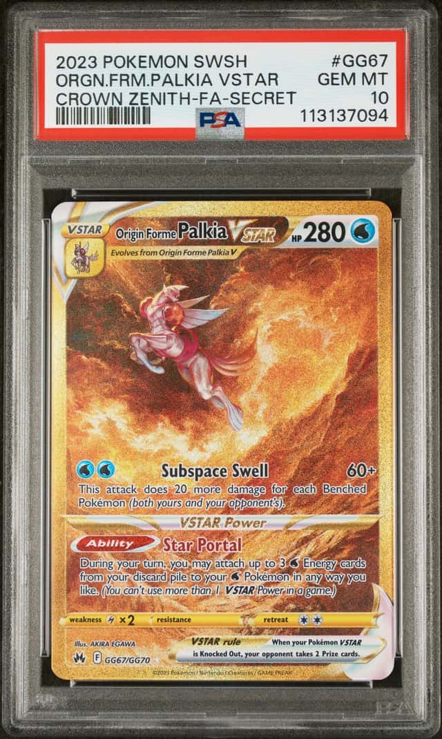 ORGN FRM PALKIA VSTAR 2023 POKEMON CROWN ZENITH GG67/GG70 FA SEC PSA 10 Q1300