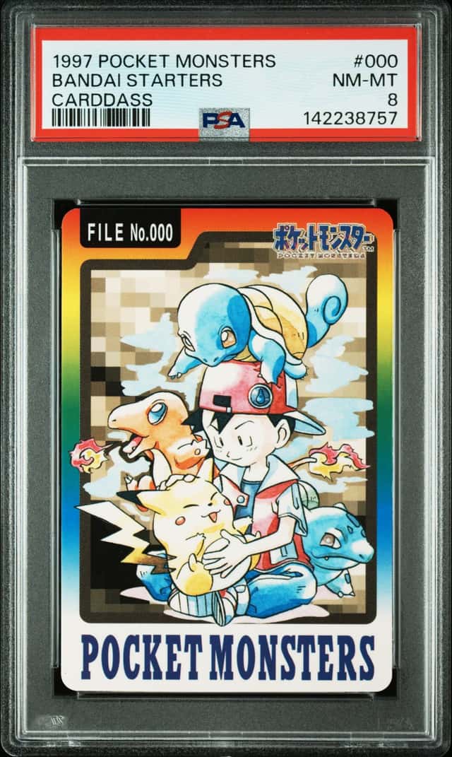 1997 Pocket Monsters Bandai Starters Carddass #000 psa 8