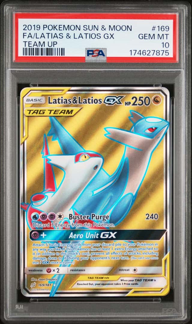 Pokemon TCG Latias & Latios GX 169/181 Sm-Team Up Full Art TAG TEAM Holo PSA 10