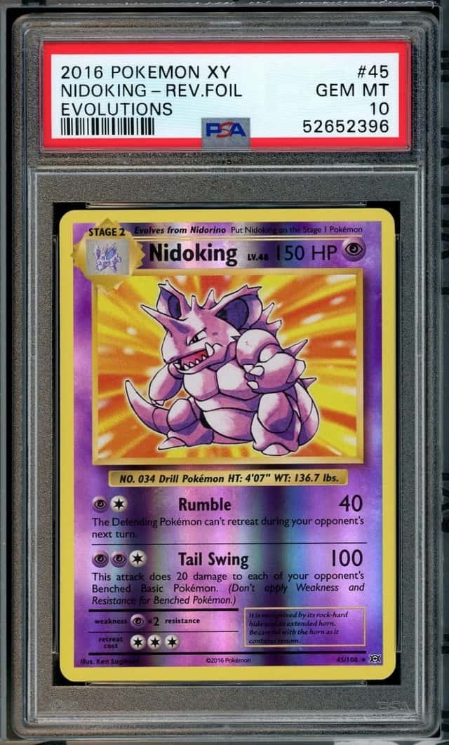 POKEMON NIDOKING-REV.FOIL 2016 XY EVOLUTIONS #45 PSA 10