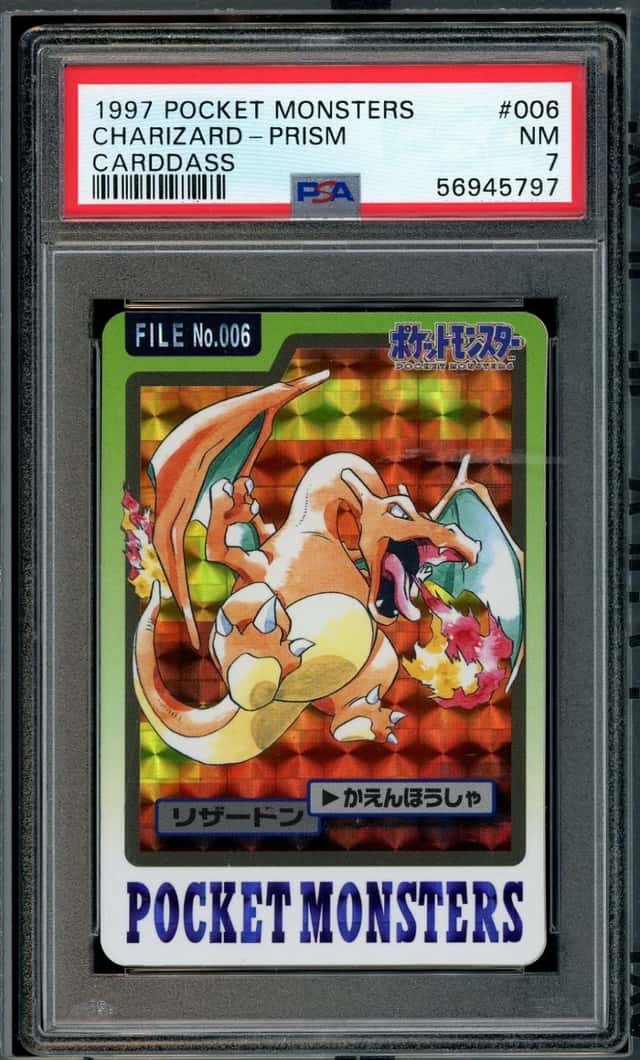 1997 POKEMON CHARIZARD-PRISM POCKET MONSTERS CARDDASS #006 PSA 7