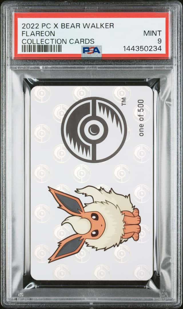 2022 POKEMON CENTER X BEAR WALKER COLLECTION CARDS FLAREON PSA 9 /500