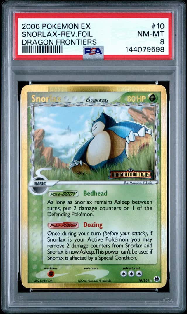 2006 Pokemon EX Dragon Frontiers Snorlax Delta Species Reverse #10/101 PSA 8