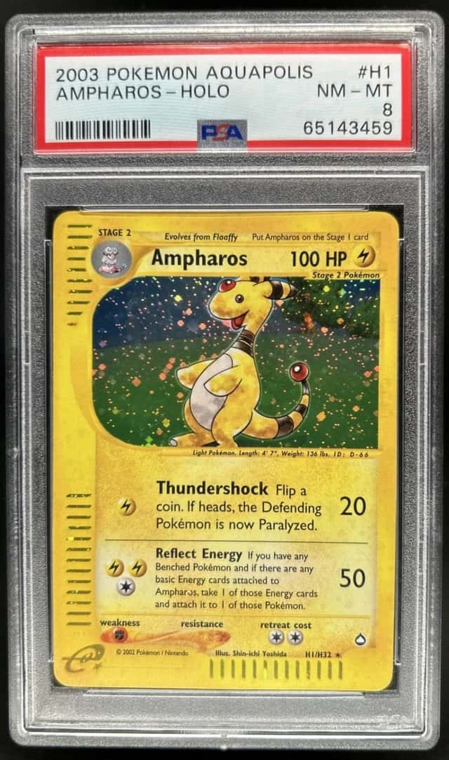 2003 Pokemon Aquapolis Ampharos Rare Holo #H1/H32 PSA 8