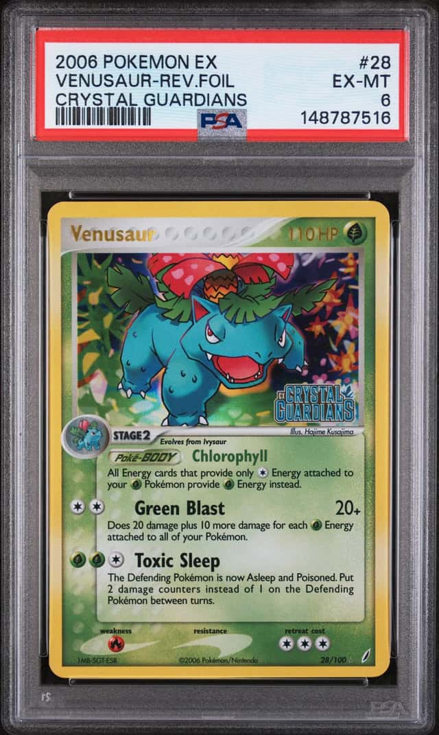 2006 Pokemon Venusaur Reverse Holo Stamped 28/100 EX Crystal Guardians PSA 6