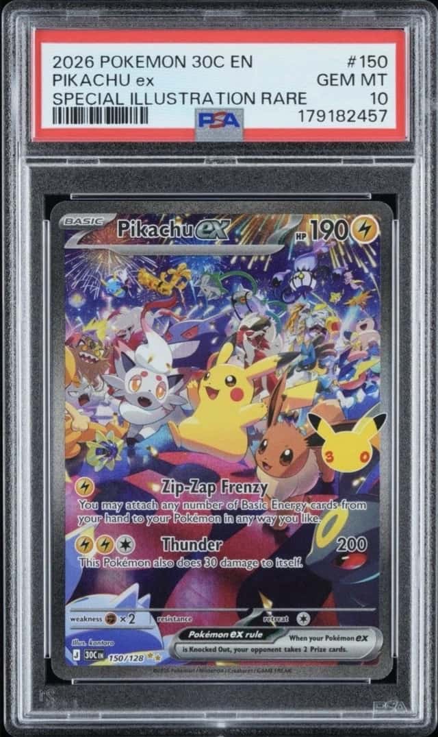 PSA 10 2026 POKEMON 30C EN-30TH CELEBRATION SPECIAL ILLUSTRATION RARE PIKACHU EX