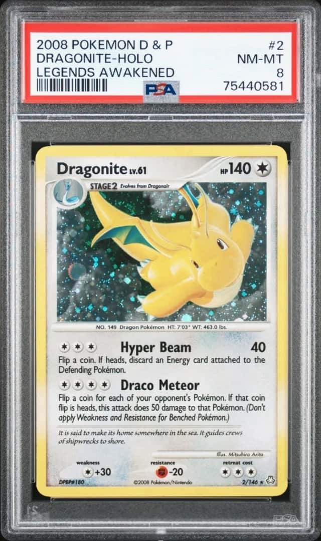 2008 Pokemon Legends Awakened Dragonite Holo 2/146 PSA 8 Mint