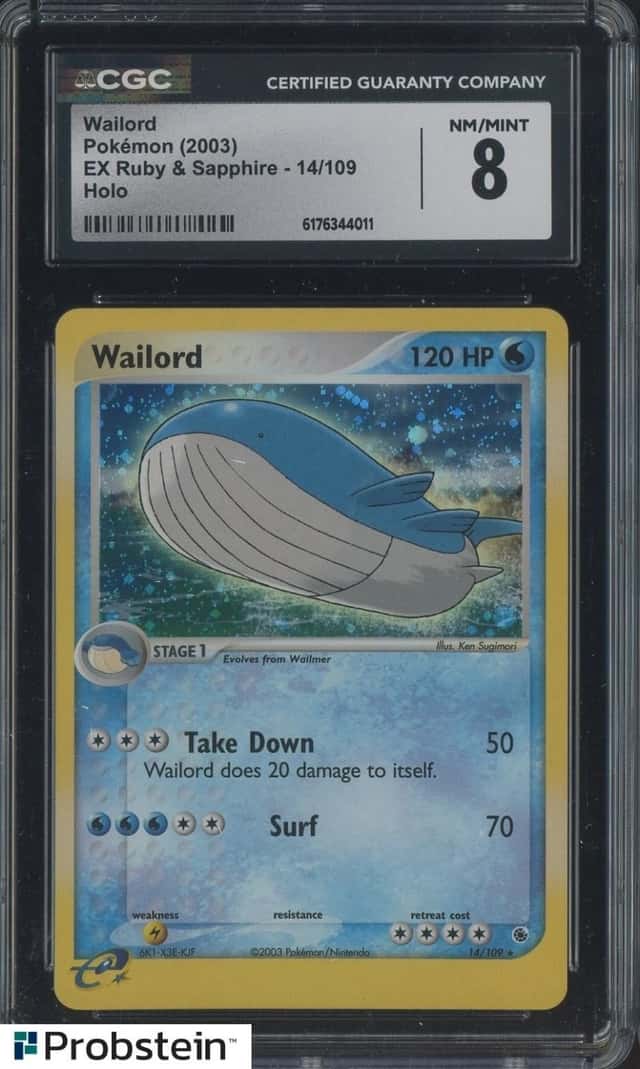 2003 Pokemon EX Ruby & Sapphire #14 Wailord Holo CGC 8 NM-MT