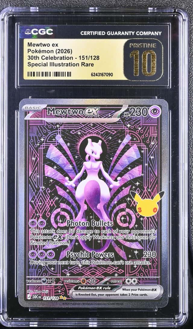 MEWTWO EX 2025 POKEMON 30TH CELEBRATION 151/128 SIR CGC 10 PRISTINE Q7128