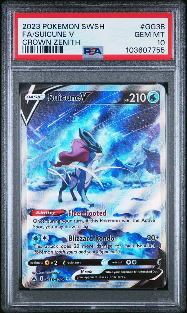 Pokemon Card PSA 10 Suicune Crown Zenith GG38/GG70 With Guard