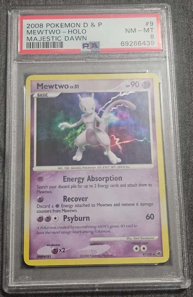 PSA 8 MEWTWO 9/100 | Majestic Dawn Holo Pokemon Card