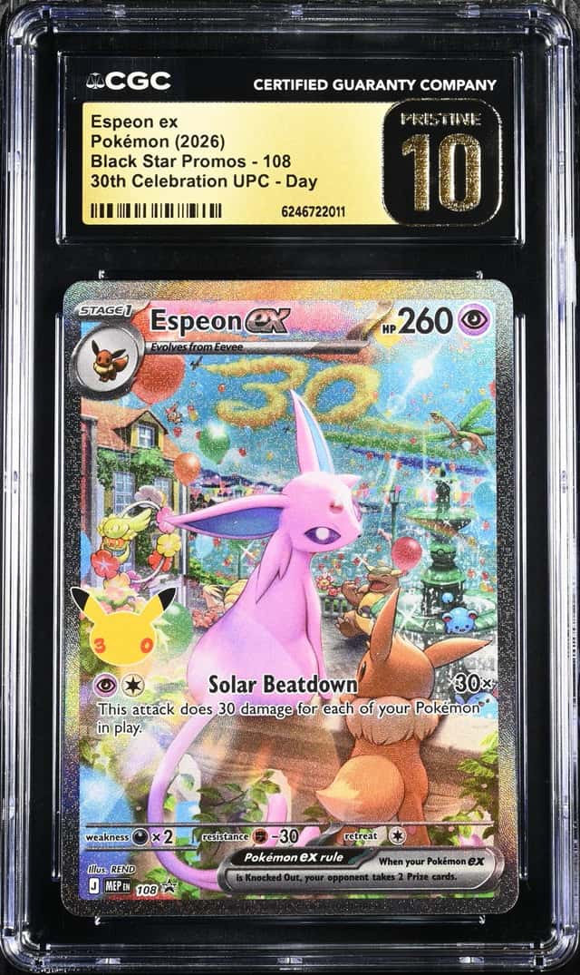 Pokemon CGC 10 PRISTINE Espeon ex Promo 2026 #108 30th Celebration UPC Day ENG