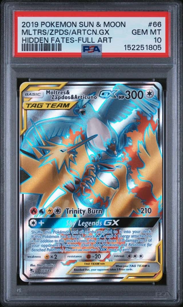 2019 Pokemon Sun & Moon Hidden Fates #66 Mltrs/Zpds/Artcn.Gx -Full Art PSA 10